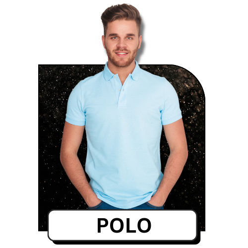 Man in a red polo shirt.