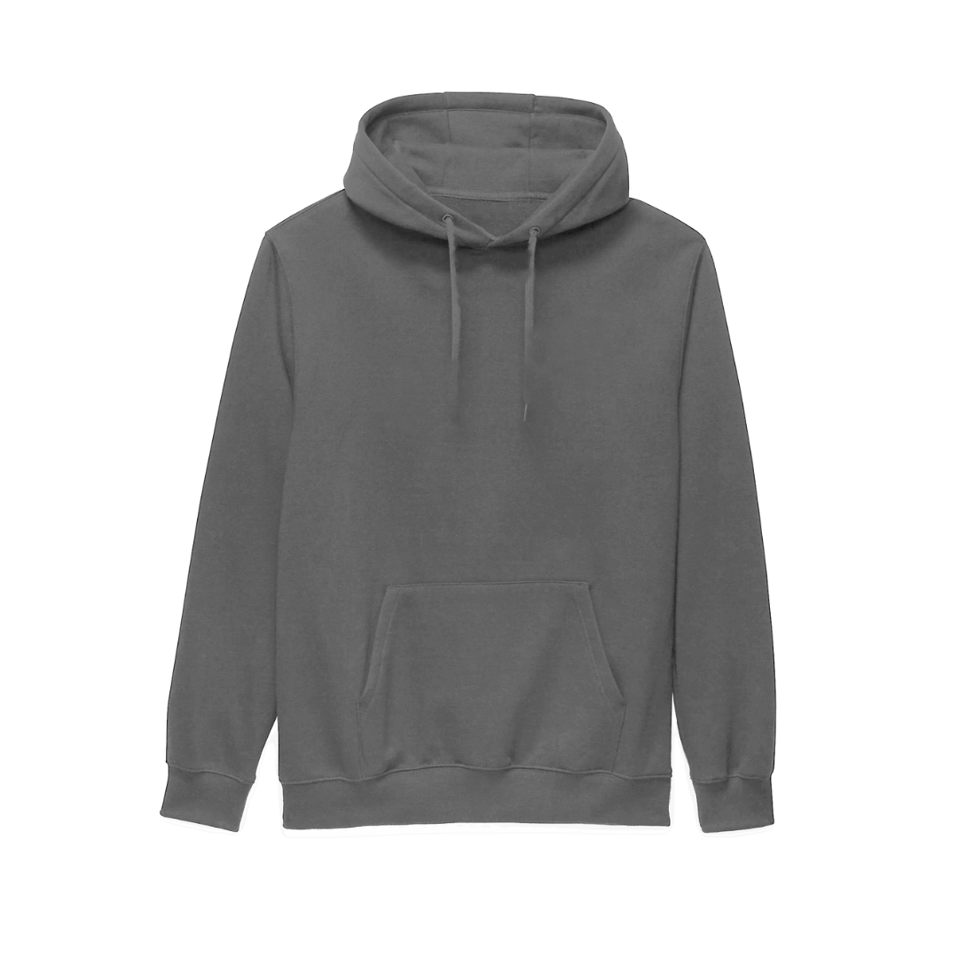 Gray hoodie with a front pocket.